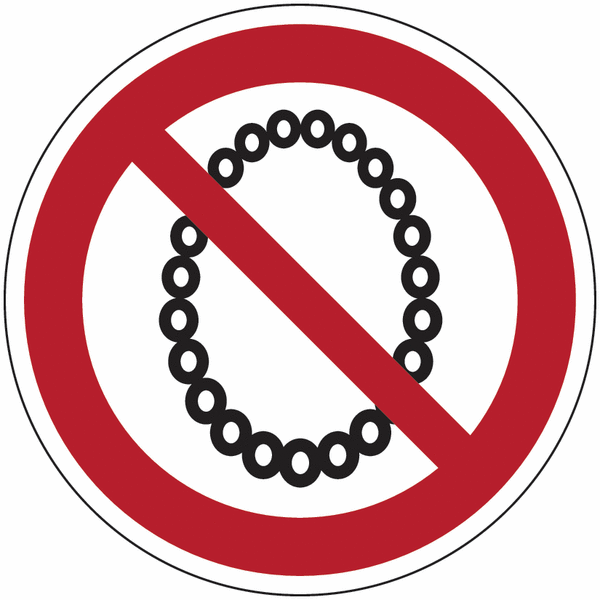 Symbol-Verbotsschilder "Bedienung mit Halskette verboten"