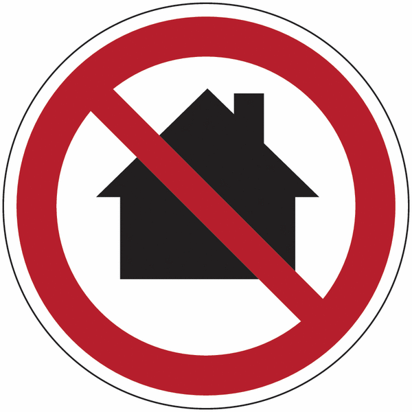 Symbol-Verbotsschilder "Nicht in Wohngebieten verwenden"