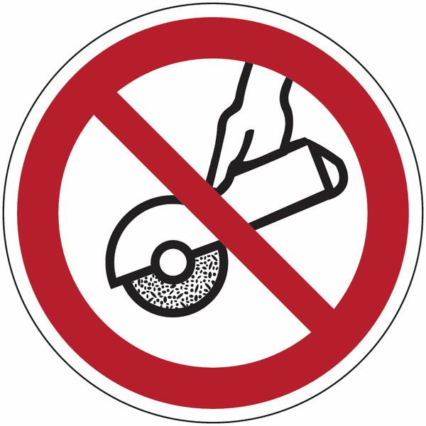 Symbol-Verbotsschilder "Nicht zulässig für freihand- und handgeführtes Schleifen"
