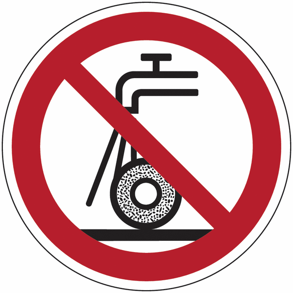 Symbol-Verbotsschilder "Nicht zulässig für Nassschleifen"