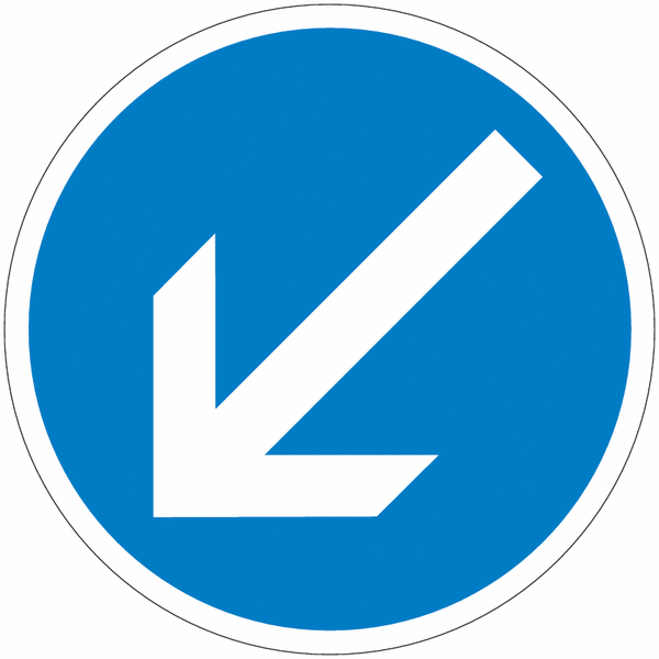 Vorgeschriebene Vorbeifahrt - Verkehrszeichen, retroreflektierend