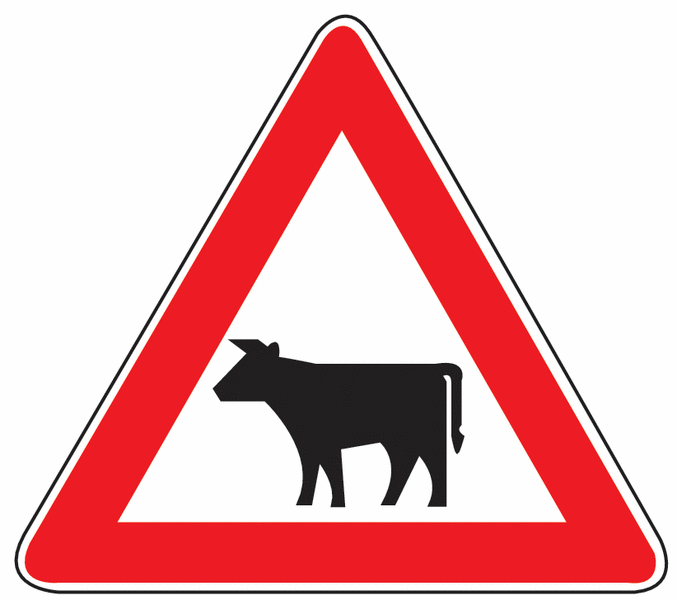 Viehtrieb, Tiere - Verkehrszeichen für Deutschland, StVO, DIN 67520