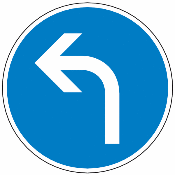 Verkehrsschilder "Vorgeschriebene Fahrtrichtung hier links" - StVO Verkehrszeichen-Nr. 209-20
