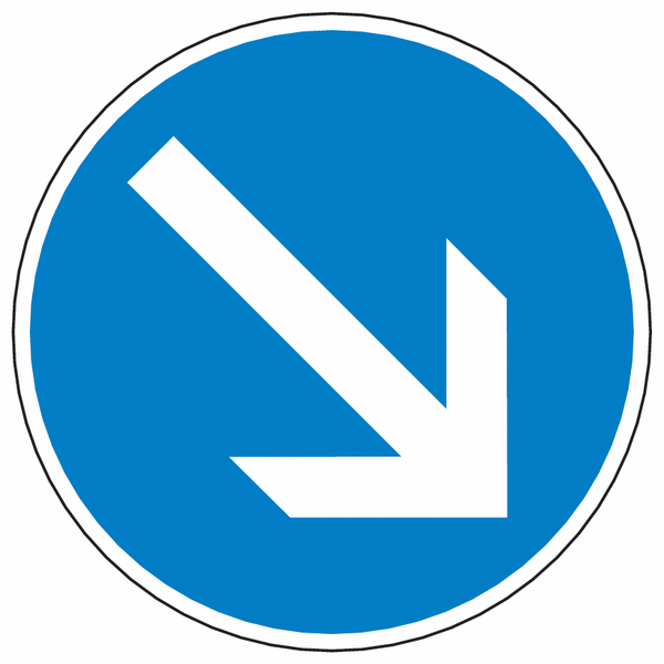 Vorgeschriebene Fahrtrichtung rechts vorbei – Verkehrszeichen für ECO Leitpfosten-Schilderhalter