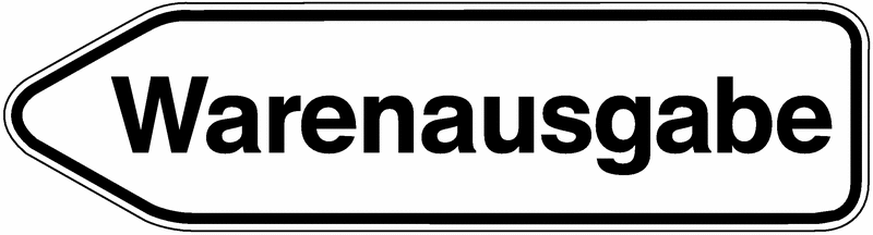 Wegweiser-Schilder "Warenausgabe"