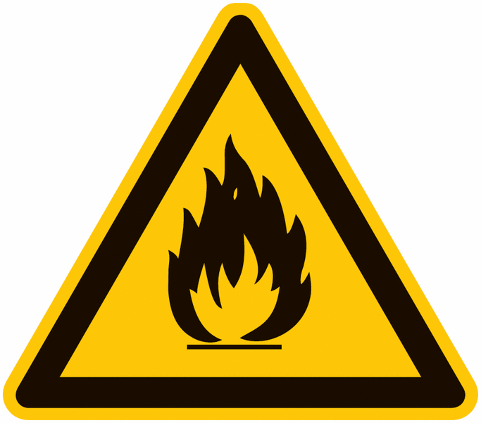 Symbol-Warnschilder "Warnung vor feuergefährlichen Stoffen"