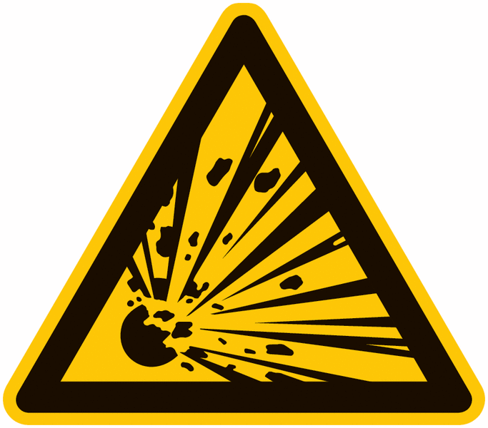 Symbol-Warnschilder "Warnung vor explosionsgefährlichen Stoffen"