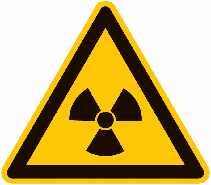 Symbol-Warnschilder "Warnung vor radioaktiven Stoffen oder ionisierenden Strahlen"