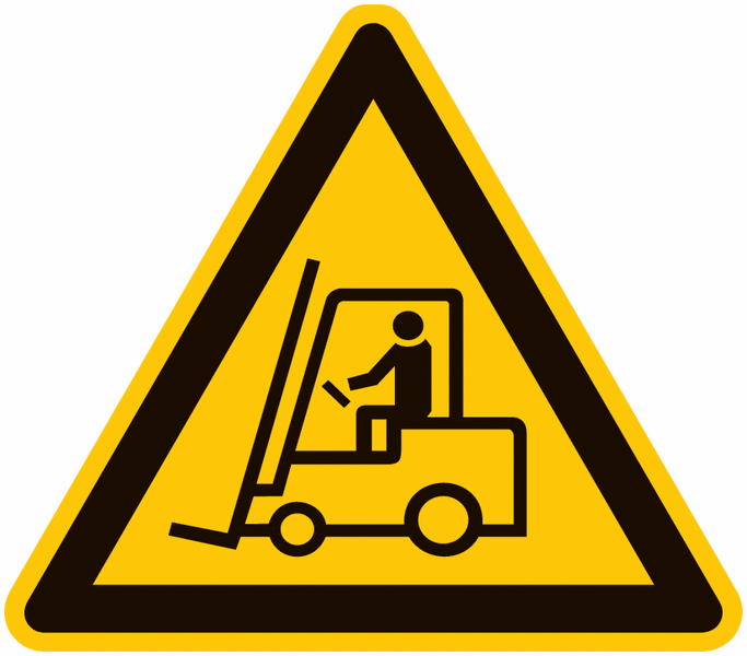 Symbol-Warnschilder "Warnung vor Flurförderzeugen"