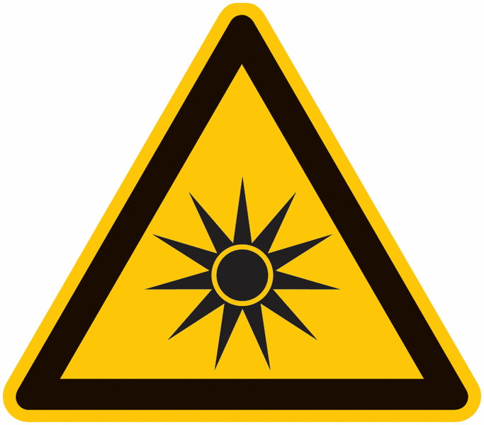 Symbol-Warnschilder "Warnung vor optischer Strahlung"