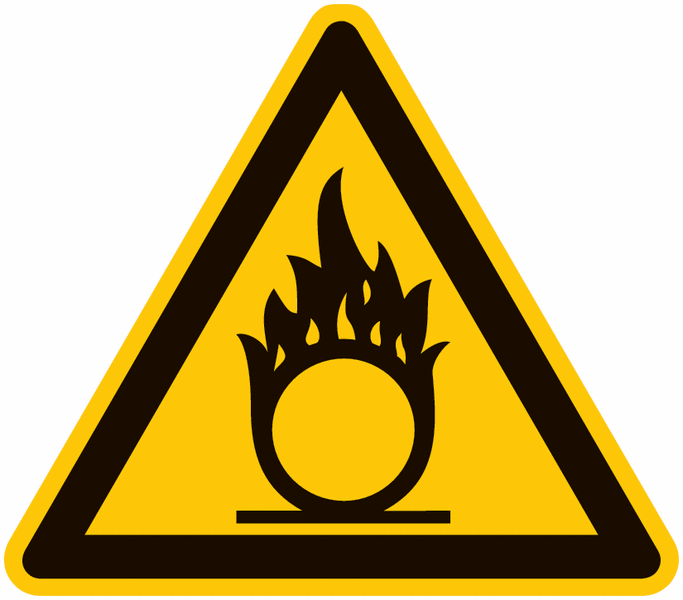 Symbol-Warnschilder "Warnung vor brandfördernden Stoffen"