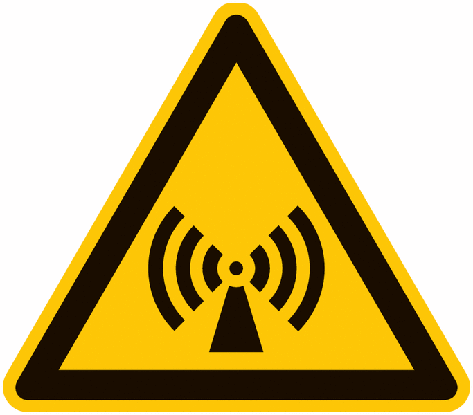 Symbol-Warnschilder "Warnung vor nicht ionisierender, elektromagnetischer Strahlung"