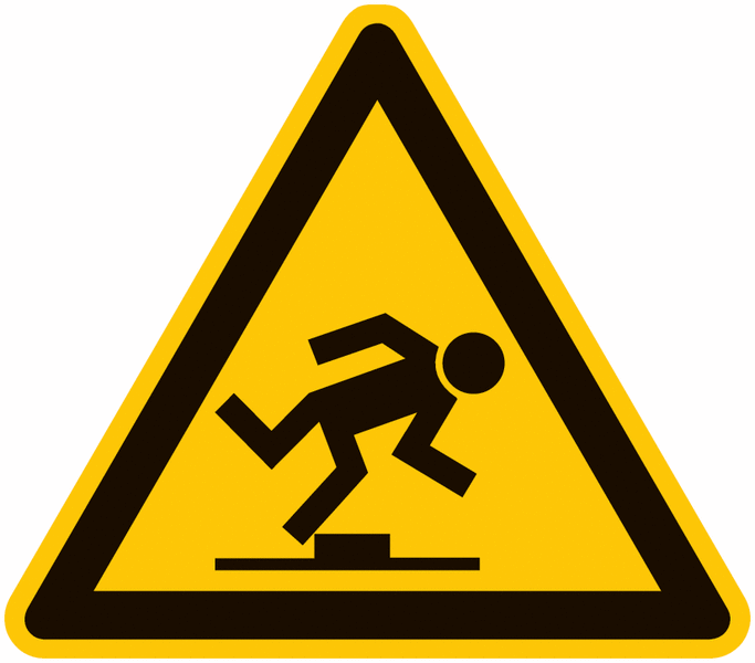 Symbol-Warnschilder "Warnung vor Stolpergefahr"
