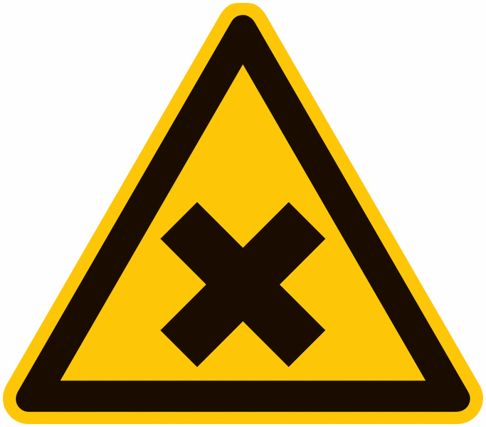 Symbol-Warnschilder "Warnung vor gesundheitsschädlichen oder reizenden Stoffen"
