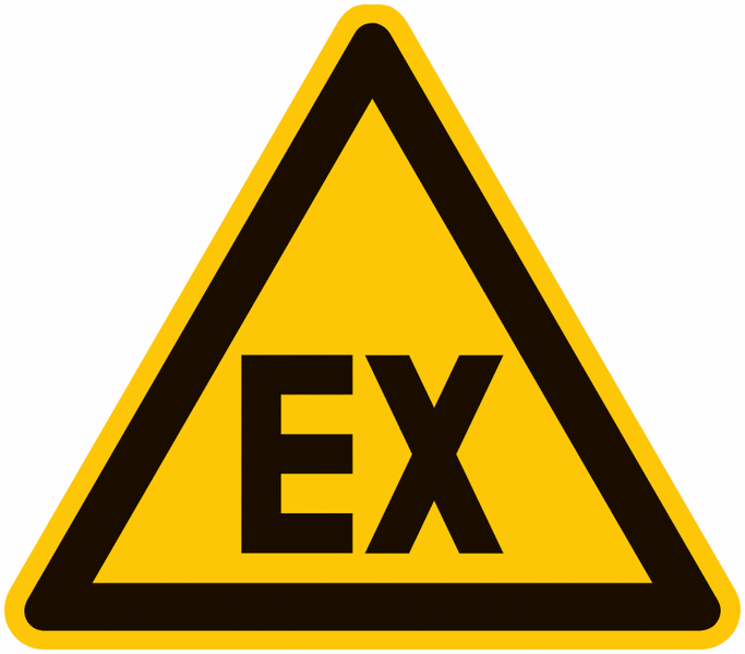 Symbol-Warnschilder "Warnung vor explosionsfähiger Atmosphäre"