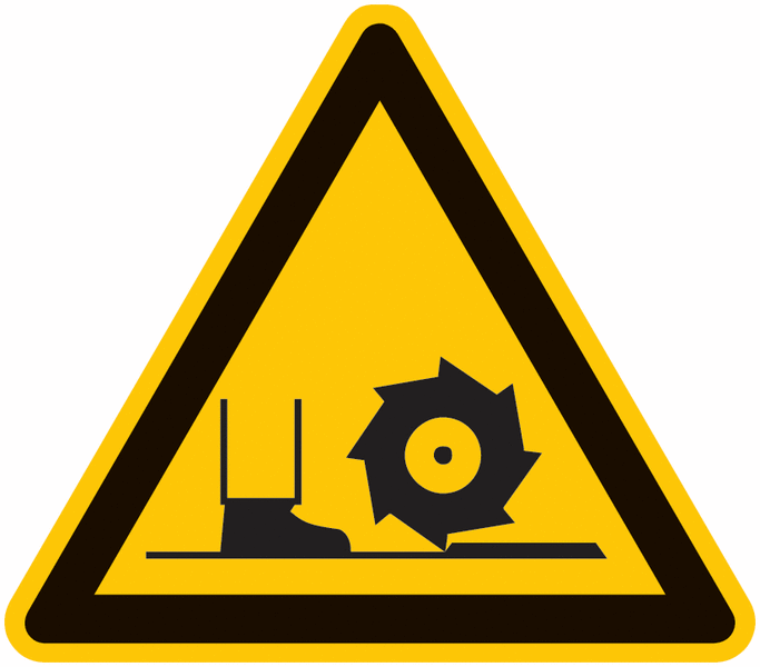 Symbol-Warnschilder "Warnung vor Fräswelle"