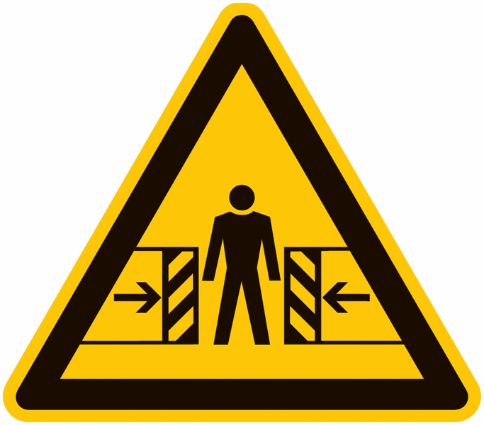 Symbol-Warnschilder "Warnung vor Quetschgefahr"