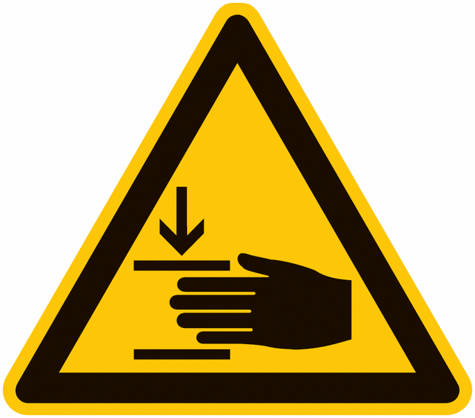Symbol-Warnschilder "Warnung vor Handverletzungen"