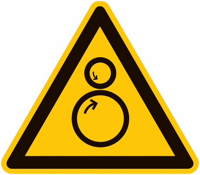 Symbol-Warnschilder "Warnung vor Einzugsgefahr"