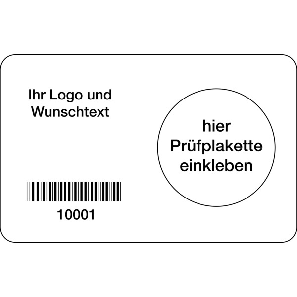 Grundplakette mit Barcode, individuell
