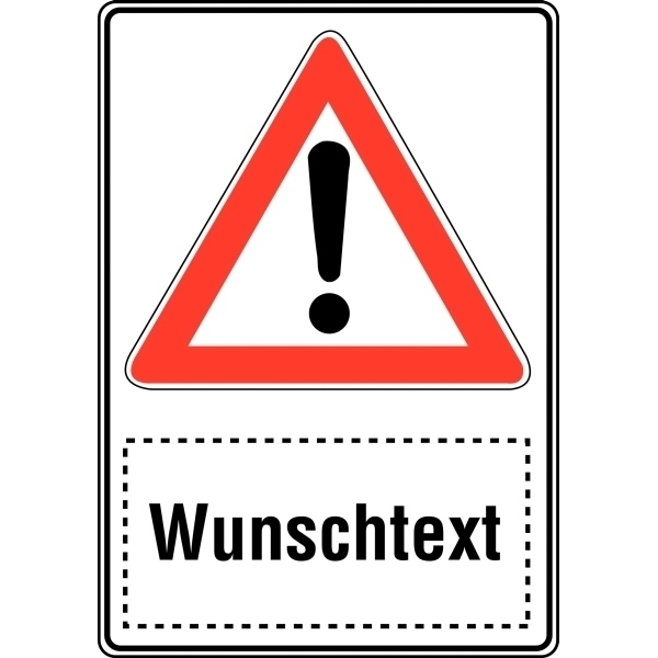 Kombi-Verkehrsschilder - „Gefahrstelle“ mit Text nach Wunsch, Aluminium