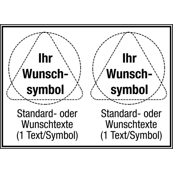 Mehrsymbolschilder mit 2 Symbolen und Text nach Wunsch, ASR A1.3-2007 und DIN 4844-2001