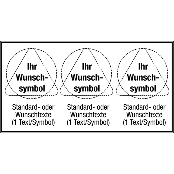 Mehrsymbolschilder mit 3 Symbolen und Text nach Wunsch, ASR A1.3-2007 und DIN 4844-2001