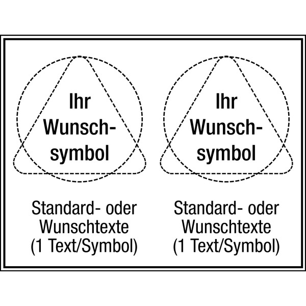 Mehrsymbol-Schilder mit 2 Symbolen und Text nach Wunsch, ASR A1.3-2013 und EN ISO 7010