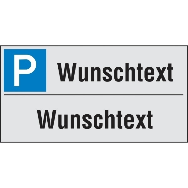 PREMIUM Parkplatz-Reservierungsschilder mit Text nach Wunsch, zweizeilig, Aluminium