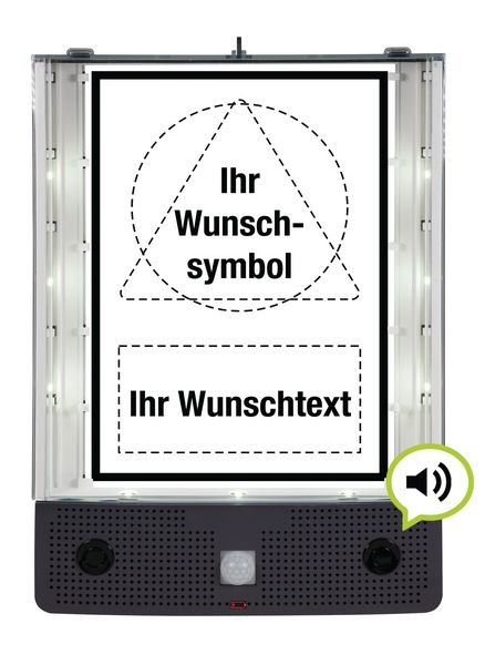 SETON Schild-Wächter mit Symbol und Text nach Wunsch, Bewegungsmelder mit Sprachausgabe & LED-Licht