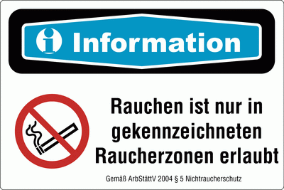 Hinweisschild „Information - Raucherzone“