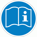 Gebotszeichen „Anleitung beachten“ nach DIN 4844-2