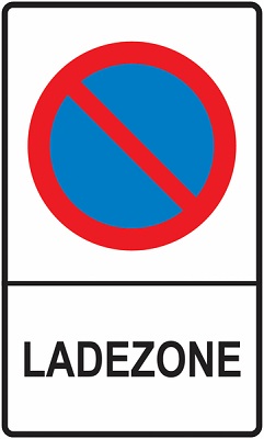Ladezone-Schild mit Halteverbotssymbol nach StVO