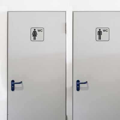 WC-Symbolschilder mit Damen- und Herren-Piktogramm