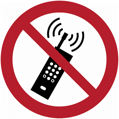 Verbotszeichen “Eingeschaltete Mobiltelefone verboten”