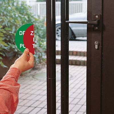 “Tür ziehen”- / “Tür drücken”-Aufkleber mit doppelseitiger Beschriftung
