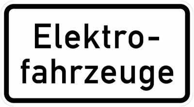 Zusatzzeichen Elektrofahrzeuge