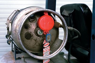 Gaszylinderverriegelung an einem Zylindertank