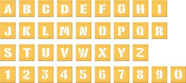 Zahlen- und Buchstaben-Schablonen