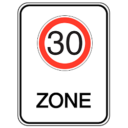 Vorlage: Alu-Geschwindigkeitsschilder mit Symbol und Text - 30 Zone