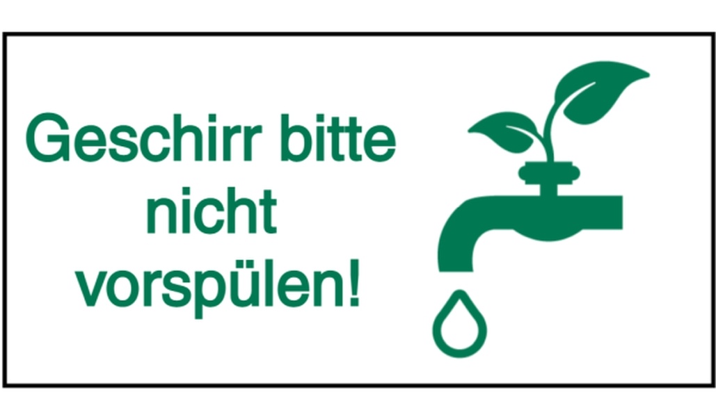 Vorlage: Aufkleber Geschirr bitte nicht vorspülen - Wasser sparen