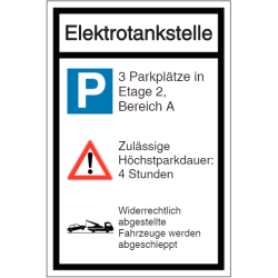 Vorlage: Parkplatz-Kombi-Schild - Elektrotankstelle - Hinweis auf Parkplätze