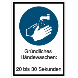 Vorlage: Gründliches Händewaschen: 20 bis 30 Sekunden