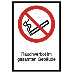 Vorlage: Kombi-Schild Rauchverbot im gesamten Gebäude