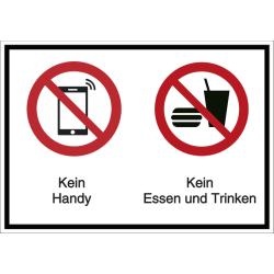 Vorlage: Mehrsymbol-Schild Kein Handy - Kein Essen und Trinken