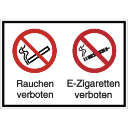 Vorlage: Mehrsymbol-Schild Rauchen / E-Zigaretten verboten