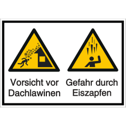 Vorlage: Mehrsymbol-Schild Vorsicht vor Dachlawinen - Gefahr durch Eiszapfen