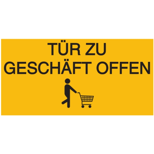Vorlage: Schild / Aufkleber - TÜR ZU - GESCHÄFT OFFEN