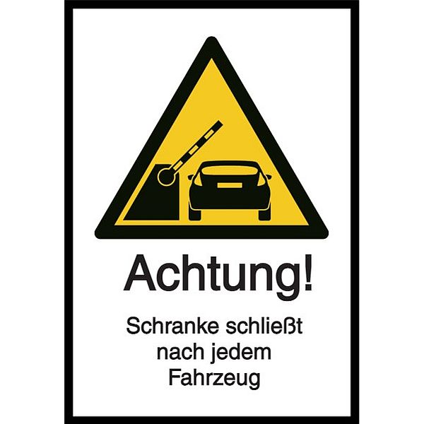 Vorlage: Schild - Achtung Schranke schließt nach jedem Fahrzeug