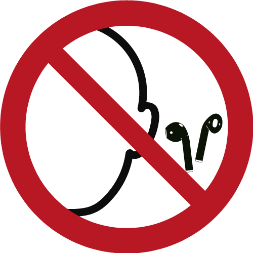 Vorlage: Symbol EarPods / In-Ear Kopfhörer tragen verboten
